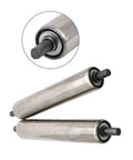 Heavy Duty Galvanized And 201 Stainless Steel Conveyor Roller For Shop Or Warehouse, showcasing smooth surface and axle design.