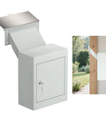 Built Tough Heavy Duty Through Wall Mailbox With Rainproof Cover Locking Drop Box And 10 Inch Adjustable Chute Weatherproof Drop Safe for Mail Rent Checks Cash Keys White