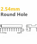 Diagram of 8 Pin DIP IC Socket 2.54mm Pitch 7.62mm Spacing Round Machine Pin Solder Type 30 Pack with measurements