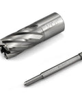 No Nonsense HSS Annular Cutter 3/4 Inch Cut Dia With 3/4 Weldon Shank and pilot pin, designed for precision metal work.