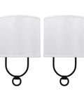 Modern Wall Sconces With White Fabric Shade Two Pack For Bedroom Hallway Entryway Bathroom Vanity Bedside Lighting Metal Fixture
