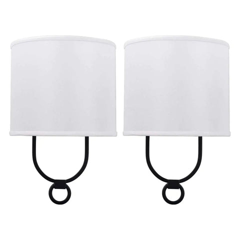 Modern Wall Sconces With White Fabric Shade Two Pack For Bedroom Hallway Entryway Bathroom Vanity Bedside Lighting Metal Fixture