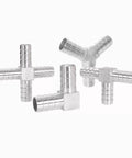Stainless Steel Hose Barb Connectors For Home Brewing 304 Grade Tail Fittings 6mm 8mm 10mm 12mm T Y L Type 2 Way 3 Way Pipe Fittings Pagoda Tail Barb Connector For Beer Brewing, assorted T and Y fittings