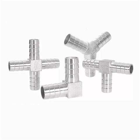 Stainless Steel Hose Barb Connectors For Home Brewing 304 Grade Tail Fittings 6mm 8mm 10mm 12mm T Y L Type 2 Way 3 Way Pipe Fittings Pagoda Tail Barb Connector For Beer Brewing, assorted T and Y fittings