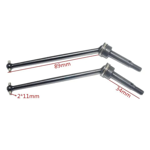 Beefy Front CVD Universal Joint For 1 10 Scale RC Cars Metal Upgrade Part For Baja Rey Kit 2 Pieces Durable Drivetrain Repair And Smooth Power Transfer At Sharp Steering Angles, 89mm steel joints
