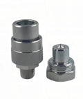 LX-KZE-B-03 3/8 in NPT hydraulic quick-connect coupler set, gray metal, 2-piece with dust caps