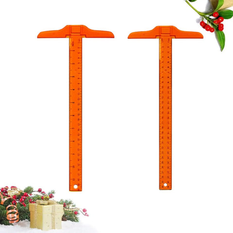 Two Pack Orange Plastic T Square Rulers With Double Side Precision Scale, 13 Inch/30 cm Drafting Tool on white background.