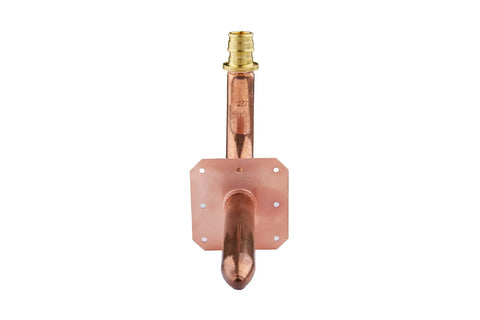 Front view of Pack Of 10 Copper Pex A Expansion Stub Out Elbows With Wall Flange Half Inch To 8 Inch Length For Pex A Tubing F1960 Compatible Lead Free Quick Install