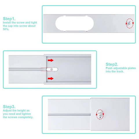 Installation steps for Universal Portable AC Window Vent Kit With Exhaust Hose And Adjustable Seals For Sliding Or Vertical Windows