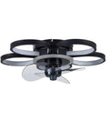 Dope 20 Inch Modern Ceiling Fan With Integrated Led Chandelier Light, Sleek Black And Gold Flush Mount Design, Three Speed Remote Control And Timer Function For Chill Home Vibes featuring a stylish black and gold ring design with a clear acrylic blade.
