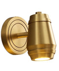 Top Tier Brass Wall Sconce With G4 Socket, Modern Bedside And Hallway Light, Elegant lamp fixture with circular base in gold finish.