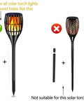 Comparative image of solar torch lights with Pole Extension And Joint Kit For Solar Flame Torches Make Tiki Torches Taller