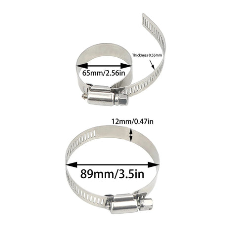 5-Pack 3 Inch Metal Hose Clamps 304 Stainless Steel Adjustable Worm Gear Drive Hose Clamps For Pipes, Corrosion Resistant.