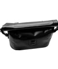 Black Waterproof Bicycle Handlebar Bag Expandable Cycling Pack IPX6 500D PVC 7L Bikepacking Gear with roll-top closure