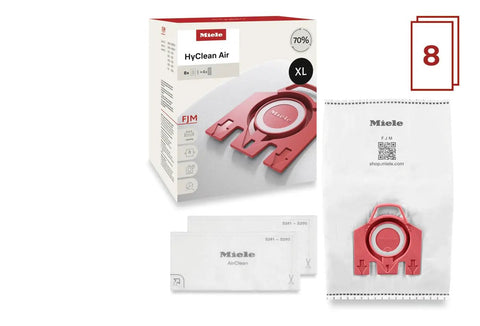 Genuine HyClean Air Vacuum Bags For Miele Complete C1 C2 S6 S4 Slim High Dust Retention 10x Better Filtration XL Pack Of 8 Bags And 4 Filters