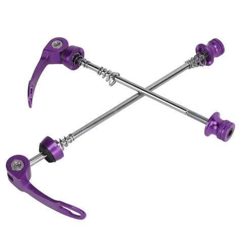 2 Pack Bicycle Quick Release Skewers Aluminum Alloy Front And Rear Wheel Axle Clips 100mm Front 135mm Rear Purple