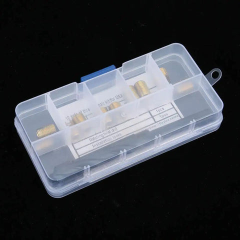 12 Piece M6x1 Thread Repair Kit With Self Thread Inserts Drill Bit And Installation Tool in clear plastic case