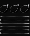 3000 Piece Hella Tough 3 Inch Clear Security Loop Snap Lock Fasteners for Apparel Retail Tags in clear plastic.