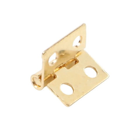 Close-up of Vintage Brass Cabinet Hinges Set 50 Pieces Small 8x10mm Hinges For Drawers Jewelry Boxes Tiny Chests Wooden Cases
