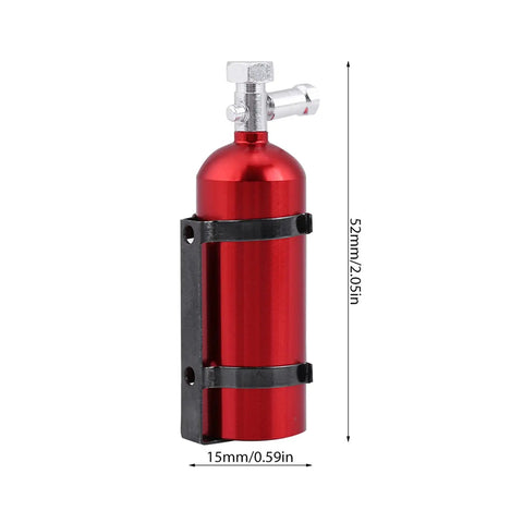 Killer Metal Mini Fire Extinguisher for RC Crawler Rig, 52mm x 15mm, red metal, compatible with SCX10 CC01 D90 models.