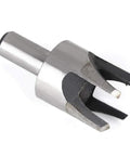 Badass 8 Piece Wood Plug Cutter Set Made From Heavy Duty Carbon Steel With Round Shank Design, showing a plug cutter with sharp edges.
