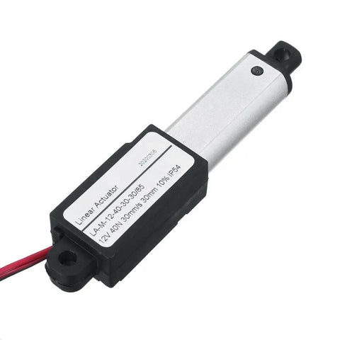 12V Micro Linear Actuator With Aluminum Alloy Body, Mini Electric Push Rod, 15mm Stroke, 20N Thrust, low profile view