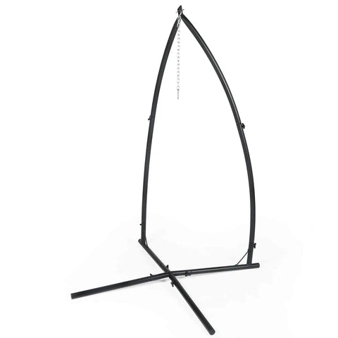 C Type Hammock Chair Stand Heavy Duty Steel Frame With Adjustable Height for indoor outdoor use, black, empty frame view