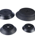 4 heavy duty silicone vacuum suction cups for industrial manipulators, sizes 120-250 mm, durable black design.