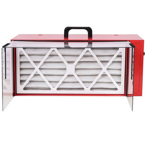 Lmaoss Heavy Duty Portable Tabletop Air Filtration System With 725 Cfm Powerful Dust Collection And Cleaning For Woodworking Shops featured with HEPA filter visible.