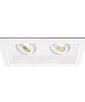 LED Recessed Can Light With Three Light Trim And New Construction Housing Featuring Integrated Light Engine For Smooth Dimming And Super Quick Setup, white finish, two light design.