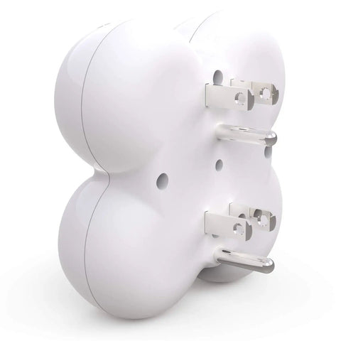 Back view of Revolve Basic Four Outlet Rotating Adapter for Wall Outlet with 360 Degree Swivel No Wiring Needed Compact Travel Ready Multi Outlet