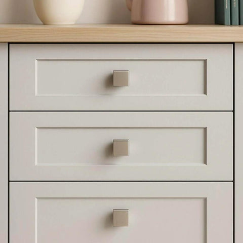 Square Brushed Satin Nickel Cabinet Knobs 10 Pack One And One Eighth Inch For Kitchen Cabinets And Furniture Single Hole