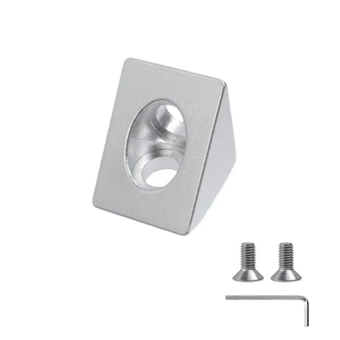 Two Way Triangle Corner Bracket For 2020 Aluminum Extrusion Frame, 8 Pack 20x20x20mm Connectors For 6mm Slot V Slot 3D Printer Build, Aluminum Alloy Hardware With M5 Screws, Silver