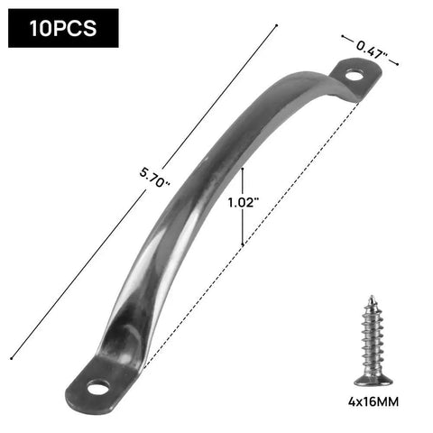 10 Pack Stainless Steel Door Pulls With Screws, Cabinet Drawer Handles, Hollow Bar Pulls For Kitchen Cabinets And Furniture, 6 Inch, Durable Rust Resistant Hardware Set, shown with dimensions