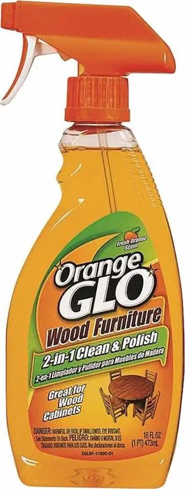 Orange Glo 2 In 1 Wood Cleaner And Polish For Finished Wood Furniture And Cabinets, 16 oz spray bottle