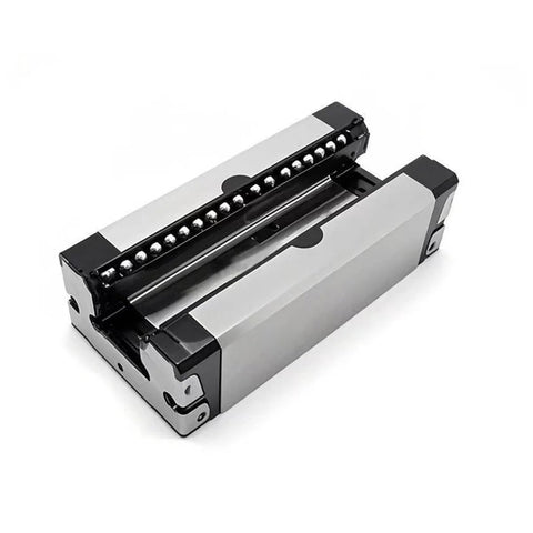 Single linear slider block for precision motion - linear bearing carriage compatible with R162229420 R162229422, angled view