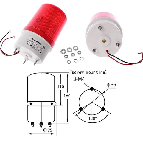 Top Shelf Industrial Led Rotating Strobe Beacon Warning Lamp Cranking Out Mean High Output Red Beam And Quick Screw Mount 110 Volt AC Wiring For Serious Site Safety Alerts