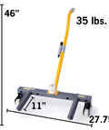 WINNTEC rolling tire dolly, front view: yellow handle, gray steel base, for changing car/truck tires