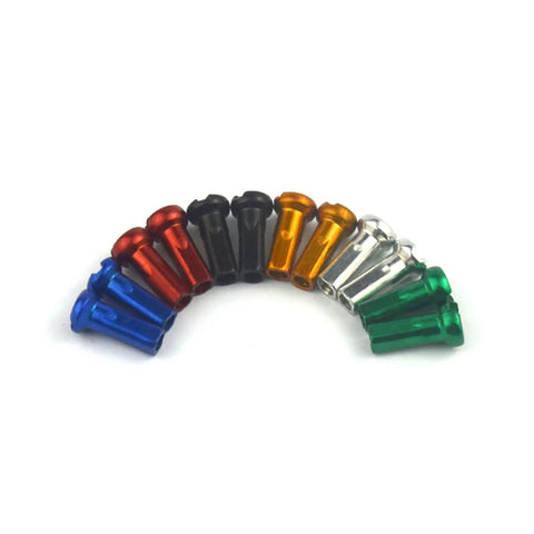 Colorful Spoke Cap Set For Mountain And Road Bikes, 60Pcs 14G Iron Nipple Caps arranged in a semi-circle in various colors