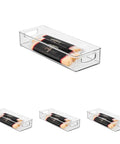 Sleek Extra Long Clear Storage Bins Pack Of 4 Heavy Duty Stackable Plastic Organizers For Deep Pantry Shelves showing spaghetti.