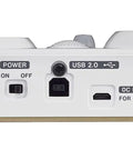 Back ports view of USB Podcast Interface For Dope Home Broadcast Setup With XLR/TRS Inputs 48V Phantom Power Built In Condenser Mic