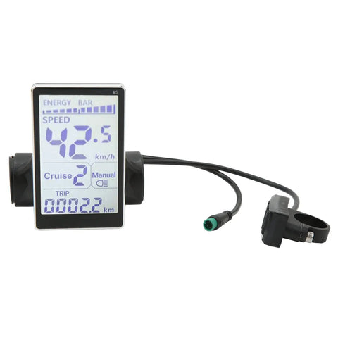 Dope LCD Display Meter for Electric Bikes 24V 36V 48V 60V, Five Pin M5 Panel Meter, Bike Computer With Speed, Distance, Battery Readouts, Fits 31.8mm or 22.2mm Handlebars, Rainy Day Ready