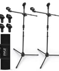 Pair of Universal Adjustable Tripod Microphone Stands Heavy Duty Lightweight Stage Studio Boom Mic Holders with Carry Bag