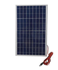 Compact 10W Solar Panel Kit With Integrated Charge Controller For Smooth 12V Battery Charging And Efficient Monocrystalline Performance Geared Up For Camping Tailgating And Off Grid Adventures To Keep Your Gear Juiced On The Trail, featuring a blue solar cell design with red wiring.