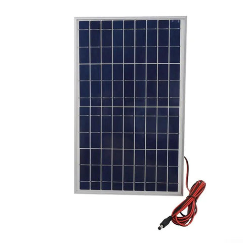 Compact 10W Solar Panel Kit With Integrated Charge Controller For Smooth 12V Battery Charging And Efficient Monocrystalline Performance Geared Up For Camping Tailgating And Off Grid Adventures To Keep Your Gear Juiced On The Trail, featuring a blue solar cell design with red wiring.