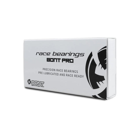 Bont Pro race bearings box, front view, white, 608 size for inline and quad skates.