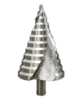 Built Like A Tank HSS Step Drill Bit 6-60mm spiral grooves hole cutter shown at an angle with marked measurements for precision.
