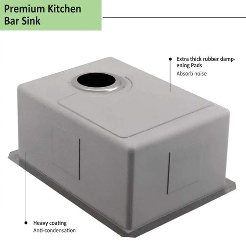 Undermount 12 By 16 Inch Stainless Steel Bar Sink For Wet Bar And Outdoor RV Use 16 Gauge Kitchen Sinks, bottom view