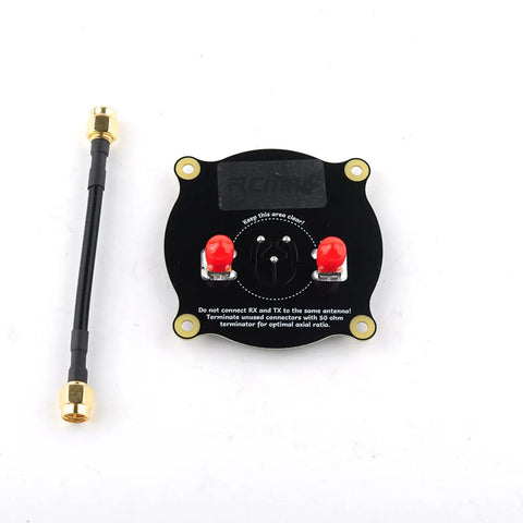 5.8GHz FPV Triple Feed Patch Antenna With 9.4dBi Gain, SMA Male To SMA Male Cable Adapter, shown with circular connectors