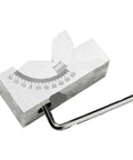 Top Shelf Precision Milling V Block Bench Clamp With Adjustable 0 To 60 Degree Angle Grip For CNC Machining Plus Wrench Included, stainless steel with angle scale.